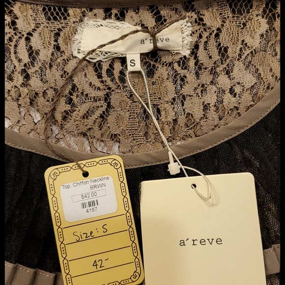 a'reve Anthro Small Brown and Black Lace Top NWT - Picture 4 of 4
